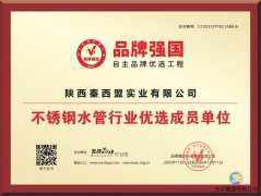 秦西盟水樂榮獲“不銹鋼水管行業(yè)優(yōu)選成員單位”,開啟品牌發(fā)展新征程